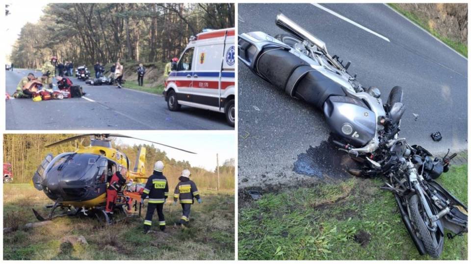 Tragedia pod Łaskiem. W wyniku zderzeniu dwóch motocykli zginął 65-latek [Foto]